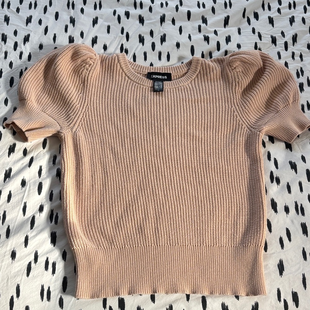 Express Ribbed Puff-Sleeve Sweater